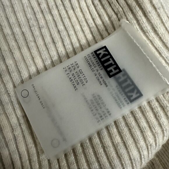 KITH W's Gemma Ribbed Knit Cardigan Sweater in Cream - Picture 12 of 14